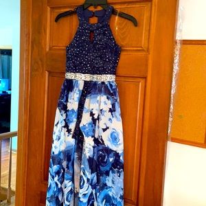 Girls formal a line collar neck dress